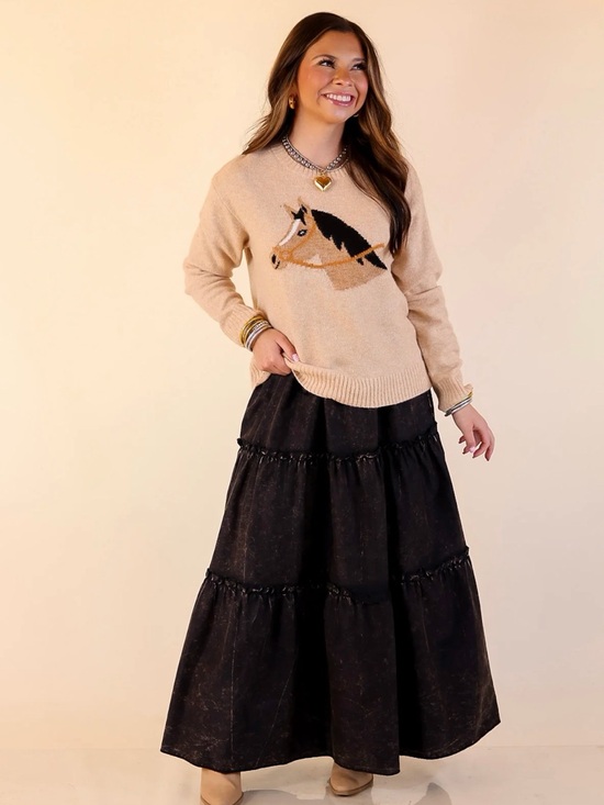 Simply Southern Sweaters - Simply Southern Neutral Horse Intarsia Sweater